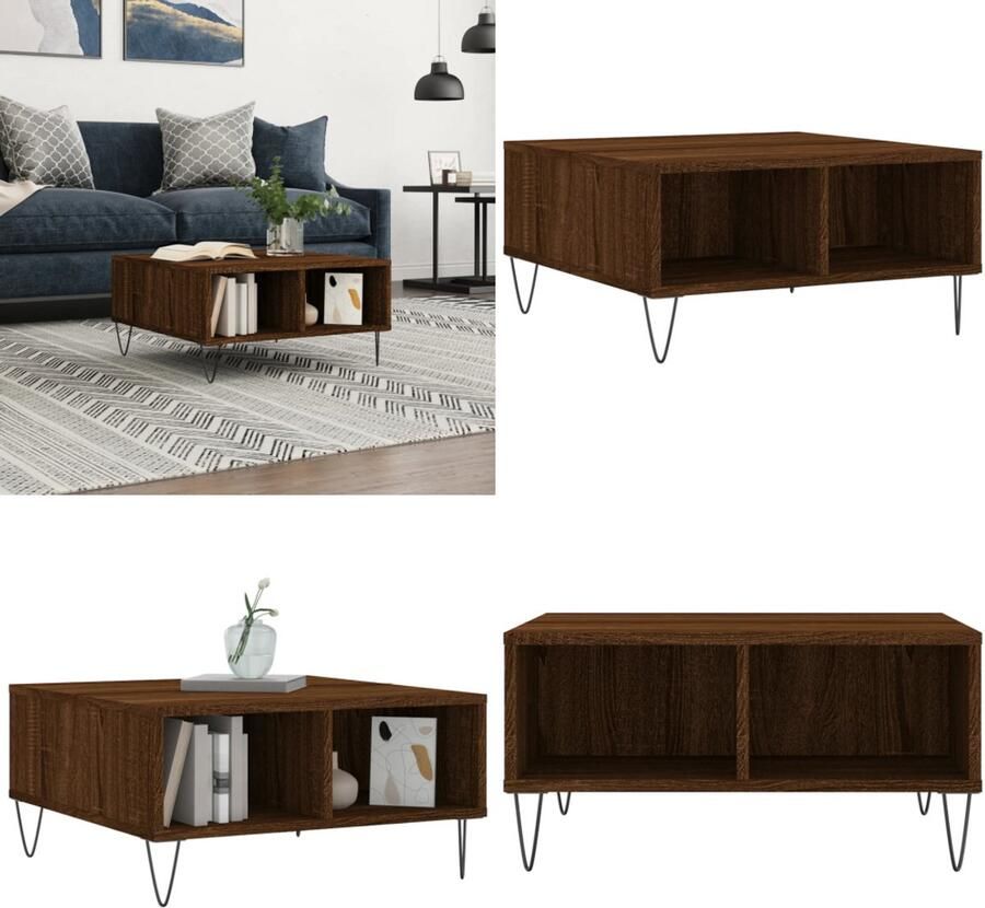 VidaXL -Salontafel-60x60x30-cm-bewerkt-hout-bruineiken Salontafel Salontafels Bijzettafel Tafeltje