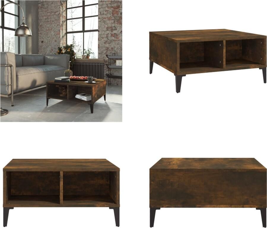 VidaXL Salontafel 60x60x30 cm spaanplaat gerookt eikenkleurig Salontafel Salontafels Koffietafel Woonkamertafel