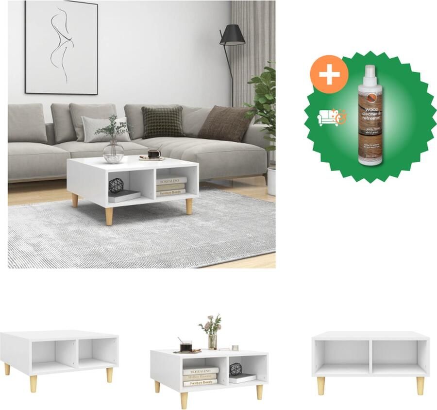 VidaXL Salontafel 60x60x30 cm bewerkt hout wit Tafel Inclusief Houtreiniger en verfrisser