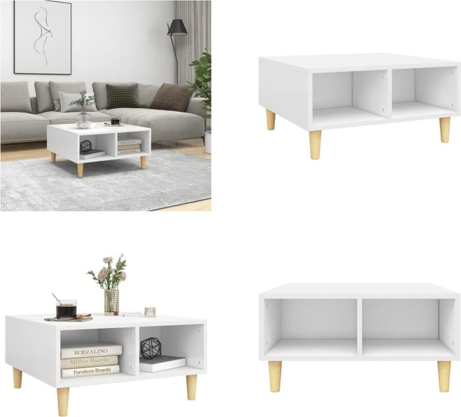 VidaXL Salontafel 60x60x30 cm bewerkt hout wit Tafel Tafels Tafeltje Tafeltjes