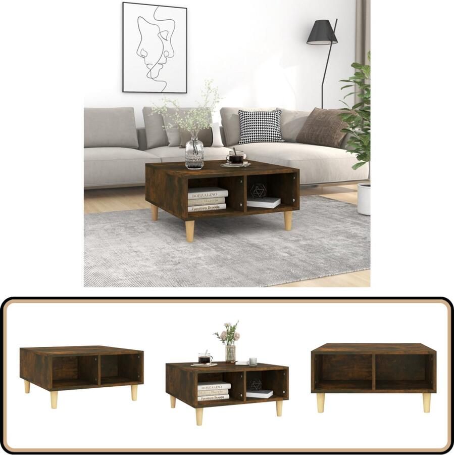 VidaXL Salontafel 60x60x30 cm Gerookt Eiken Salontafel Scandinavisch Design Bijzettafel Tv Tafeltje Eikenhouten Meubilair - Foto 2