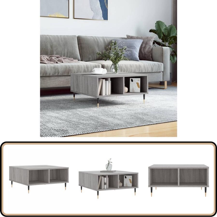VidaXL Salontafel 60x60x30 cm Grijs Sonoma Eiken Salontafel Bijzettafel Houten Salontafel Grijze Salontafel Design Salontafel