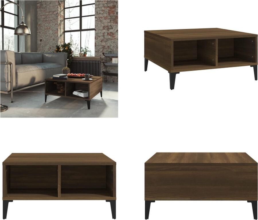 VidaXL Salontafel 60x60x30 cm spaanplaat bruineikenkleurig Salontafel Salontafels Koffietafel Woonkamertafel