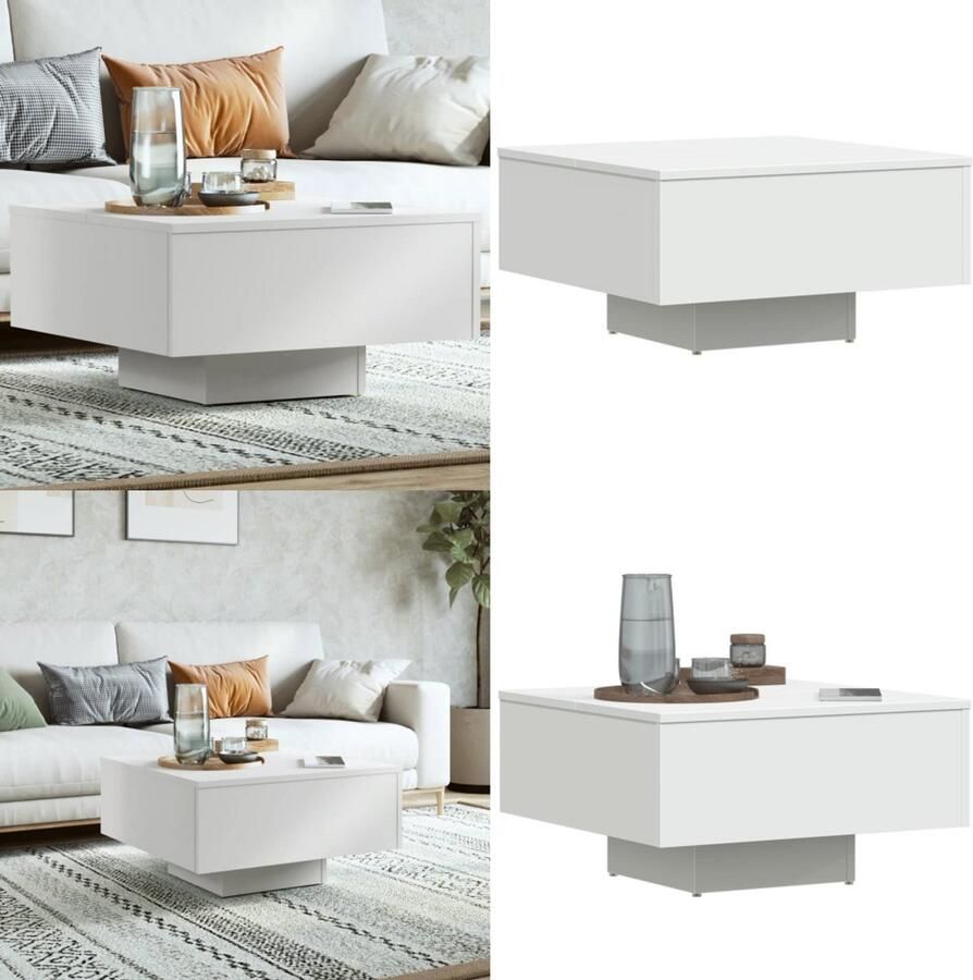 VidaXL Salontafel 60x60x31 5 cm bewerkt hout wit Salontafel Salontafels Koffietafel Koffietafels