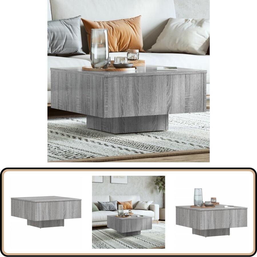 VidaXL Salontafel 60x60x31 5 cm Grijs Sonoma Eiken Salontafel Houten Salontafel Bijzettafel Tv Tafeltje Grijze Salontafel