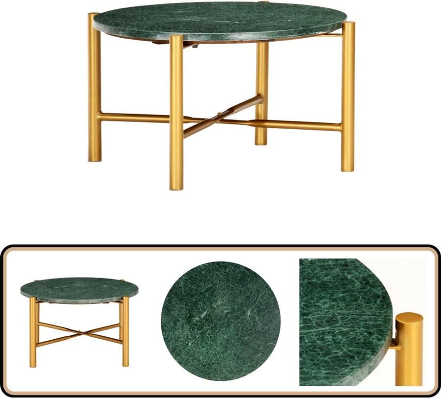 VidaXL -Salontafel-60x60x35-cm-echt-steen-met-marmeren-textuur-groen - Foto 2