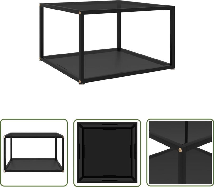 VidaXL Salontafel 60x60x35 cm Gehard glas Zwart Salontafel Banktafel Bijzettafel Moderne Salontafel Zwarte Salontafel Glazen Salontafel Metalen Salontafel