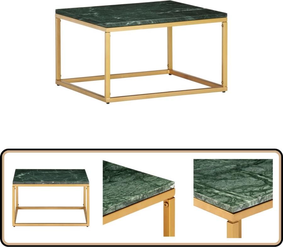 VidaXL Salontafel 60x60x35 cm Groen Marmeren Look Salontafel Marmer Look Groene Tafel Steentafel Modern Meubilair