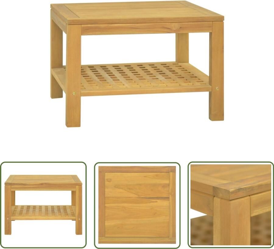 VidaXL Salontafel 60x60x40 cm massief teakhout Salontafel Teak Massief Hout Vintage Design Modern Industrieel Livingroom Meubels