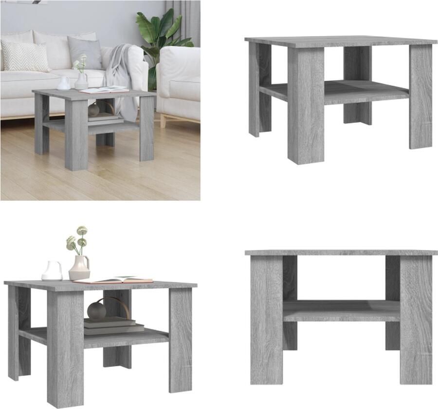 VidaXL Salontafel 60x60x42 cm bewerkt hout grijs sonoma eiken Salontafel Salontafels Tafel Bijzettafel