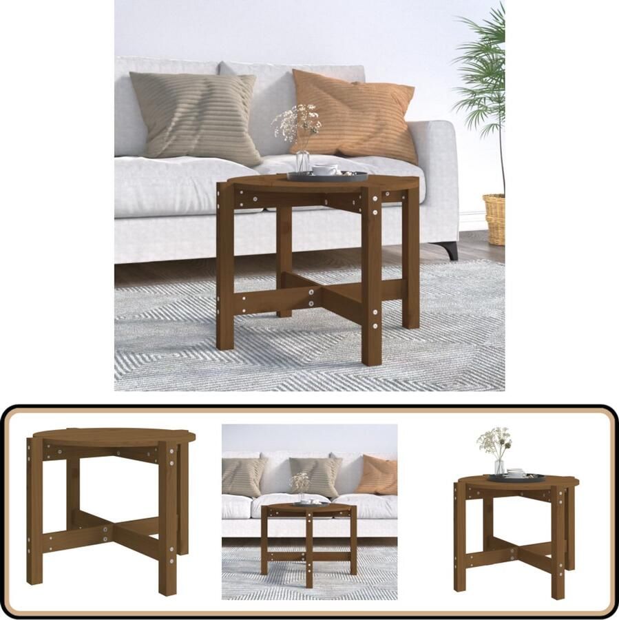 VidaXL Salontafel 62 5x45 cm Massief Grenenhout Honingbruin Salontafel Houten Salontafel Grenenhout Salontafel Bruin Ronde Salontafel