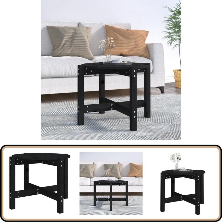VidaXL Salontafel 62 5x45 cm Massief Grenenhout Zwart Salontafel Houten Salontafel Massief Grenenhout Zwarte Salontafel Zwart