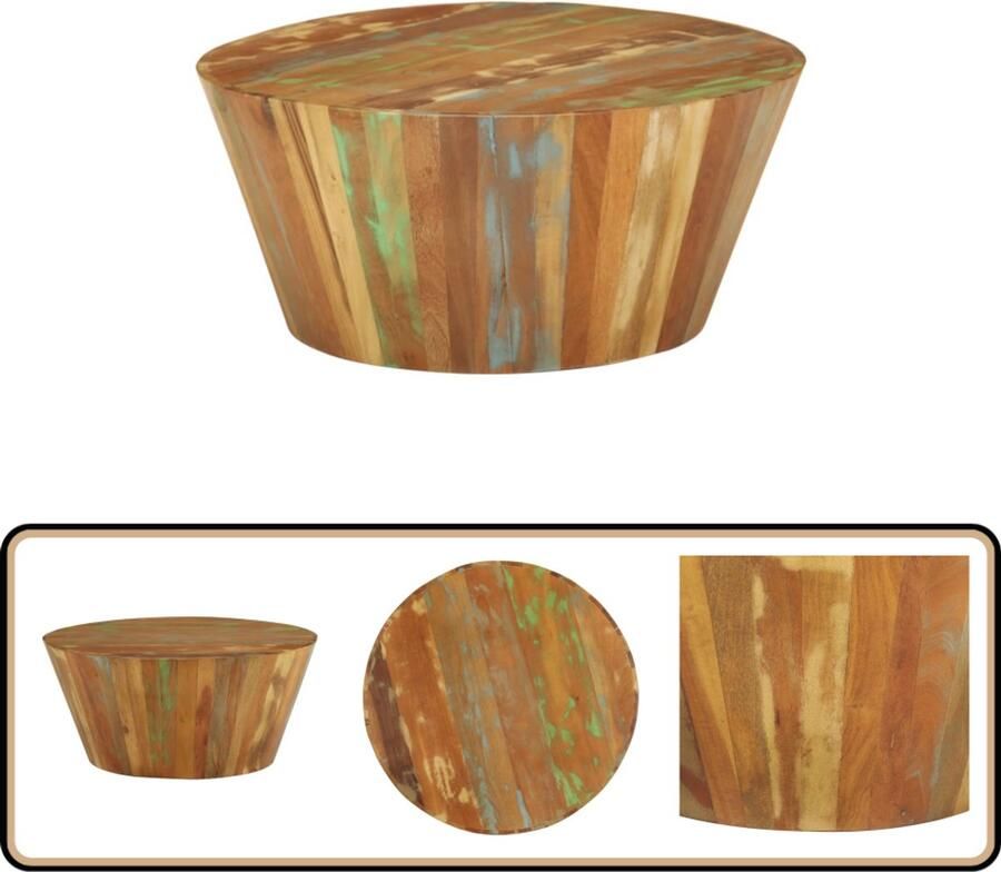 VidaXL Salontafel 65x31 cm Massief Gerecycled Hout Salontafel Tafel Vintage Tafel Industriële Tafel Multifunctionele Tafel