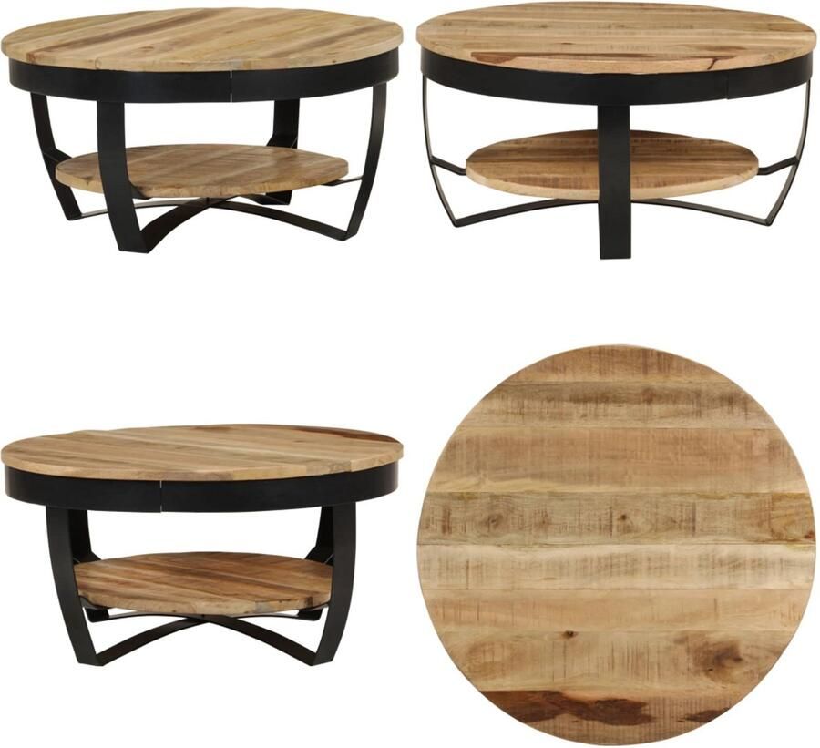 VidaXL Salontafel 65x32 cm massief ruw mangohout Salontafel Salontafels Houten Salontafel Houten Salontafels