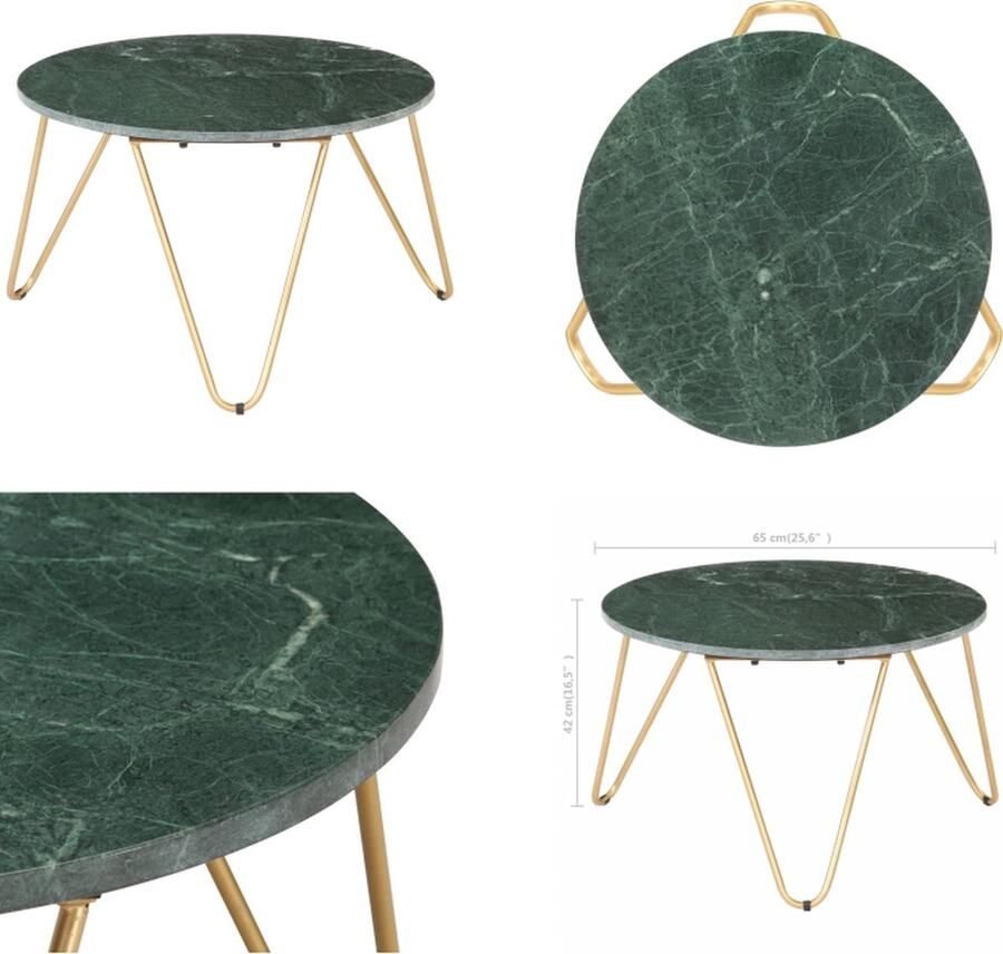 VidaXL Salontafel 65x65x42 cm echt steen met marmeren textuur groen Salontafel Salontafels Salon Tafel Salon Tafels