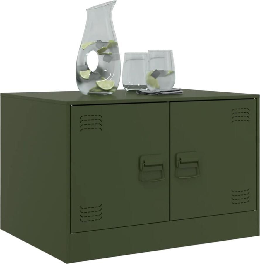 VidaXL -Salontafel-67x50x44-cm-staal-olijfgroen