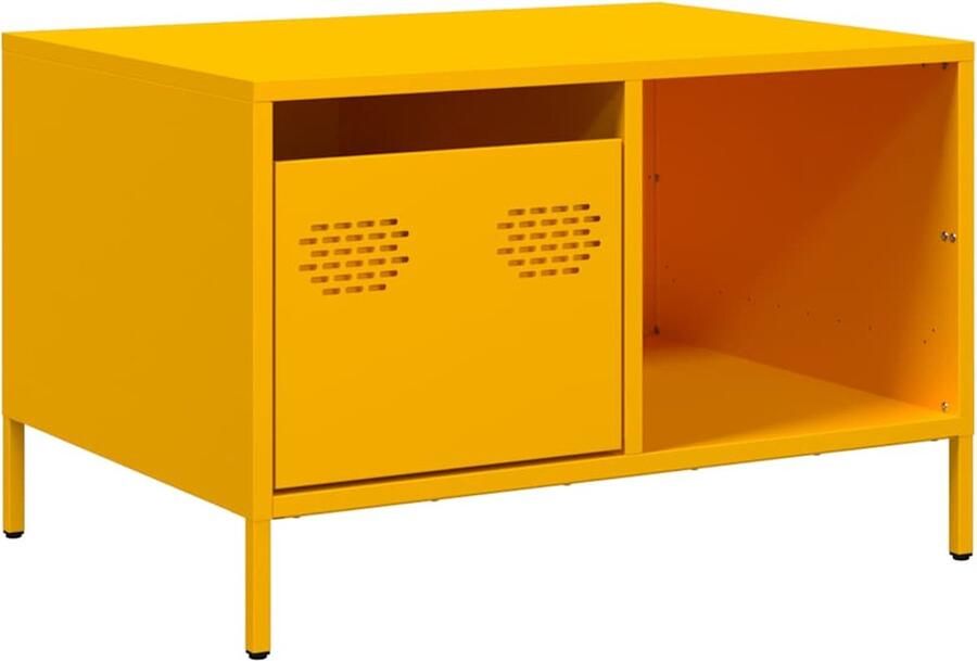 VidaXL Salontafel Staal Mosterdgeel 68 5x50x43 5 cm Salontafel Salontafels Bijzettafel Banktafel