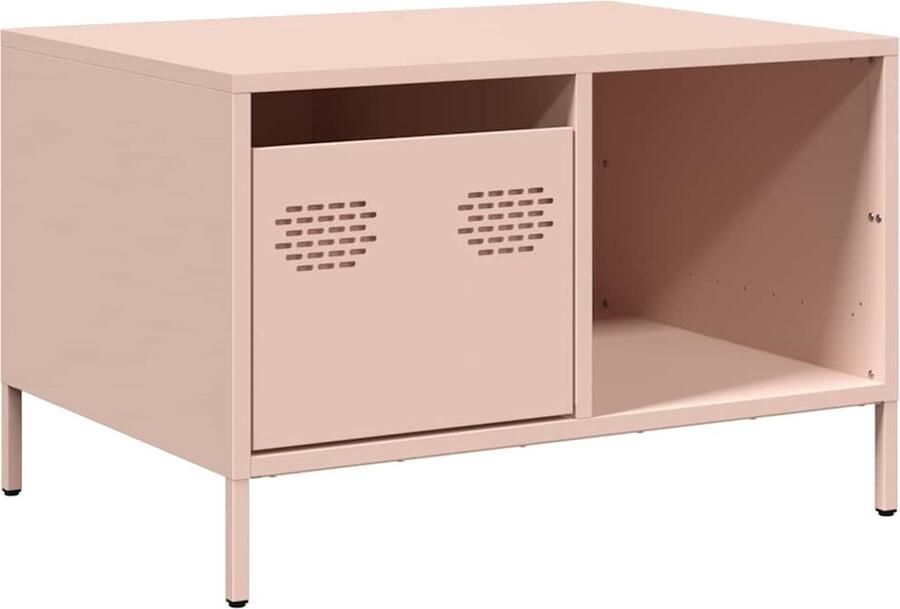 VidaXL Salontafel 68 5x50x43 5 cm koudgewalst staal roze