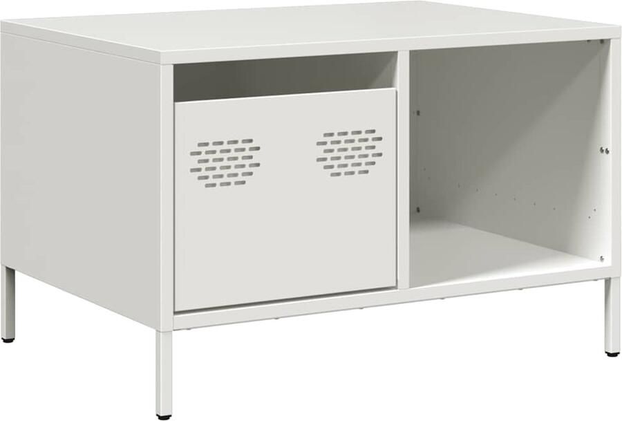 VidaXL Salontafel Staal Wit 68 5x50x43 5 cm Salontafel Industrieel Design Metalen Salontafel Witte Salontafel Opbergruimte