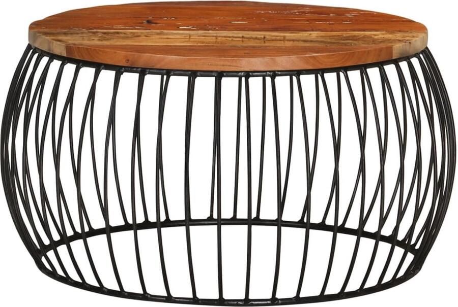 VidaXL Salontafel Ø68 cm Massief Gerecycled Hout Vintage Salontafel Houten Salontafel Dressoir Bijzettafel Retro Salontafel Industriële Salontafel Handmade Furniture Recycled Wood