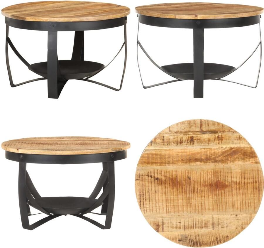 VidaXL Salontafel Ø 68x43 cm ruw mangohout Salontafel Salontafels Houten Salontafel Houten Salontafels