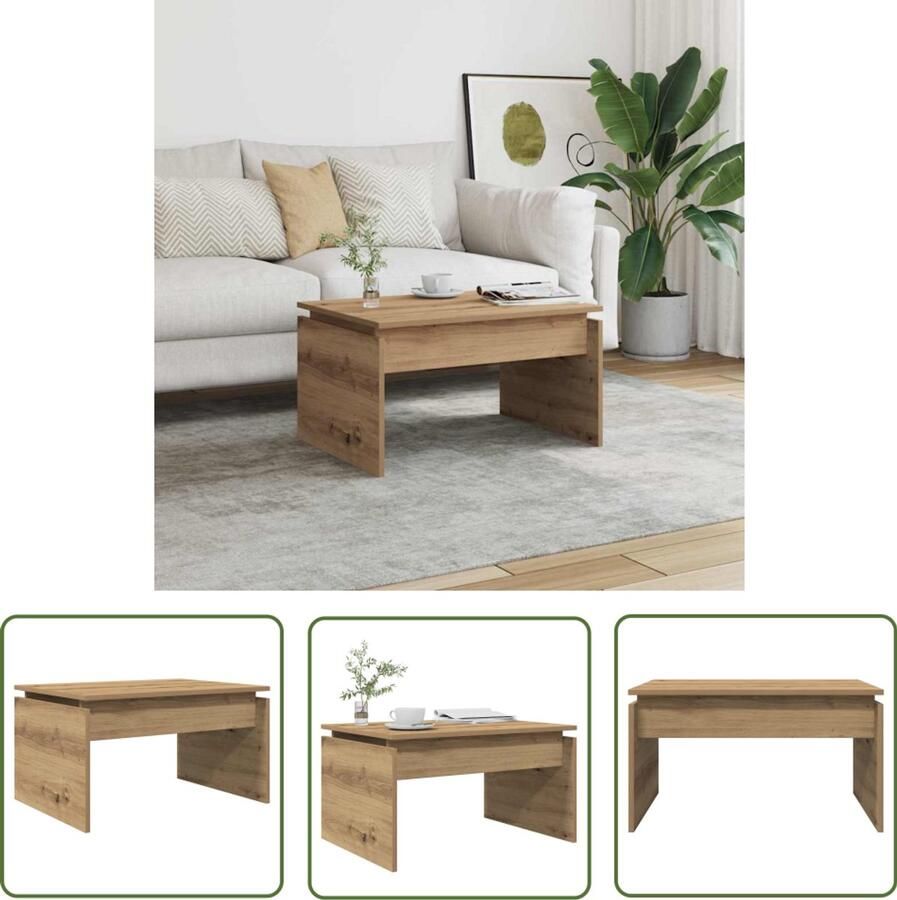 VidaXL Salontafel 68x50x38 cm bewerkt hout artisanaal eikenkleur - Foto 2