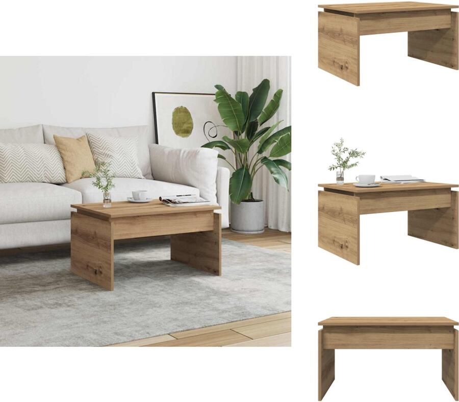 VidaXL Salontafel 68x50x38 cm bewerkt hout artisanaal eikenkleur - Foto 3