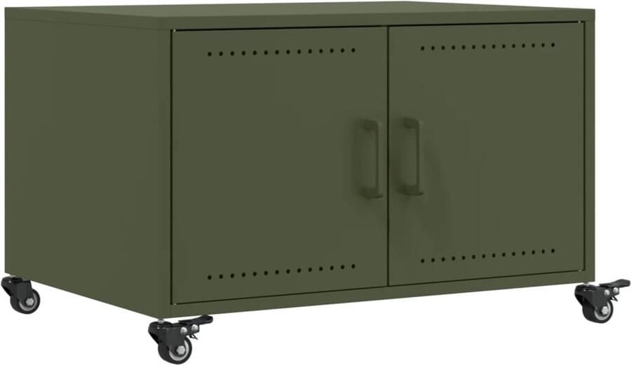 VidaXL Salontafel 68x50x43 5 cm staal olijfgroen