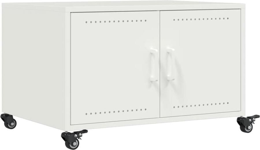 VidaXL Salontafel Staal Wit 68x50x43 5 cm Salontafel Staaltafel Moderne Salontafel Tv Tafels Meubilair Livingroom Furniture Multifunctioneel Meubel Opbergruimte Compact Makkelijk Te Verplaatsen Wit