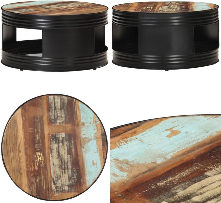 VidaXL Salontafel 68x68x36 cm massief gerecycled hout zwart Salontafel Salontafels Koffie Tafel Koffie Tafels