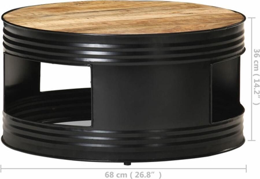 VidaXL -Salontafel-68x68x36-cm-massief-ruw-mangohout-zwart - Foto 3