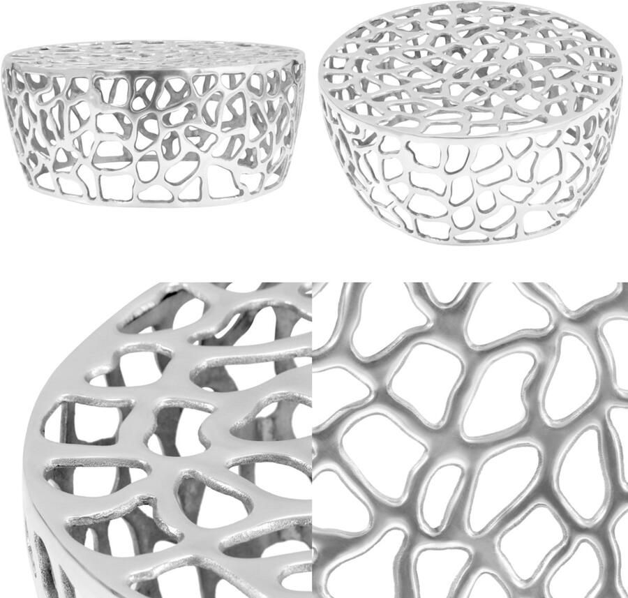 VidaXL Salontafel 70x30 cm gegoten aluminium zilverkleurig Salontafel Salontafels Bijzettafeltje Bijzettafeltjes