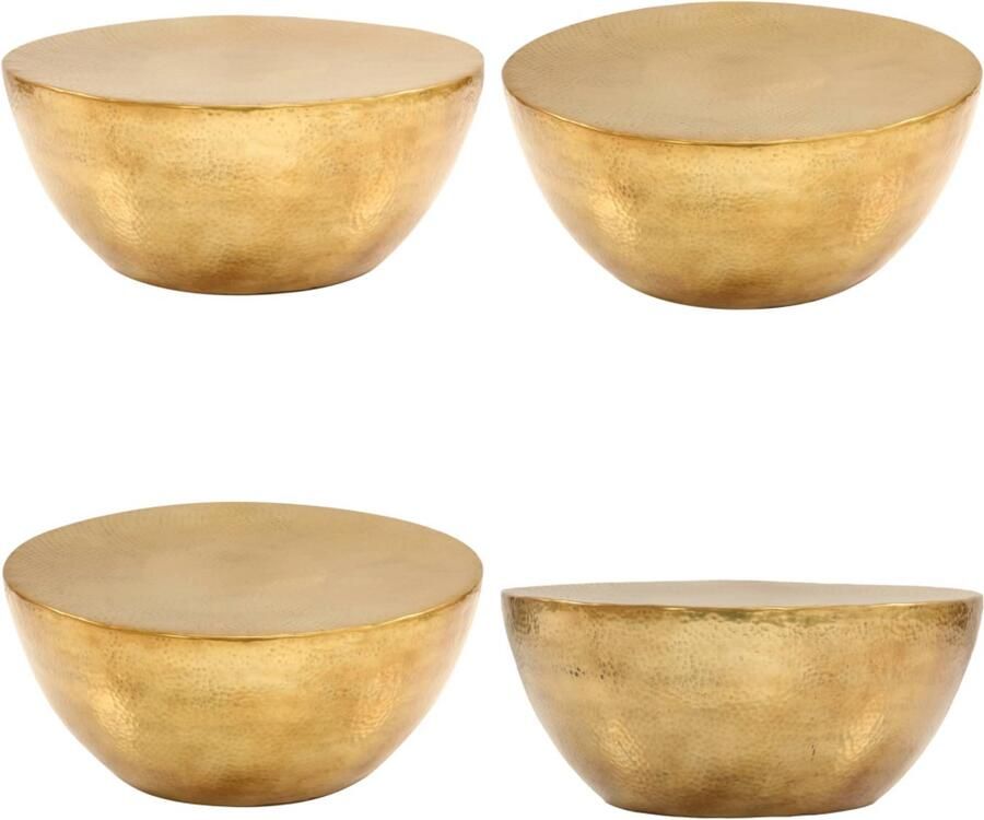 VidaXL Salontafel 70x30 cm gehamerd aluminium messingkleurig Salontafel Salontafels Bijzettafeltje Bijzettafeltjes