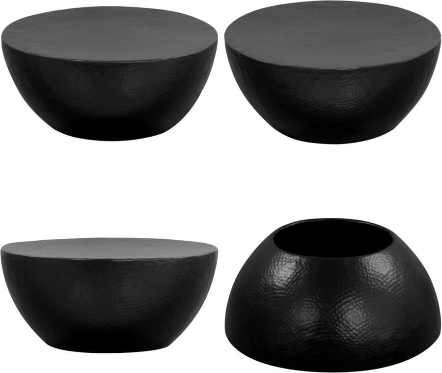 VidaXL Salontafel 70x30 cm gehamerd aluminium zwart Salontafel Salontafels Bijzettafeltje Bijzettafeltjes