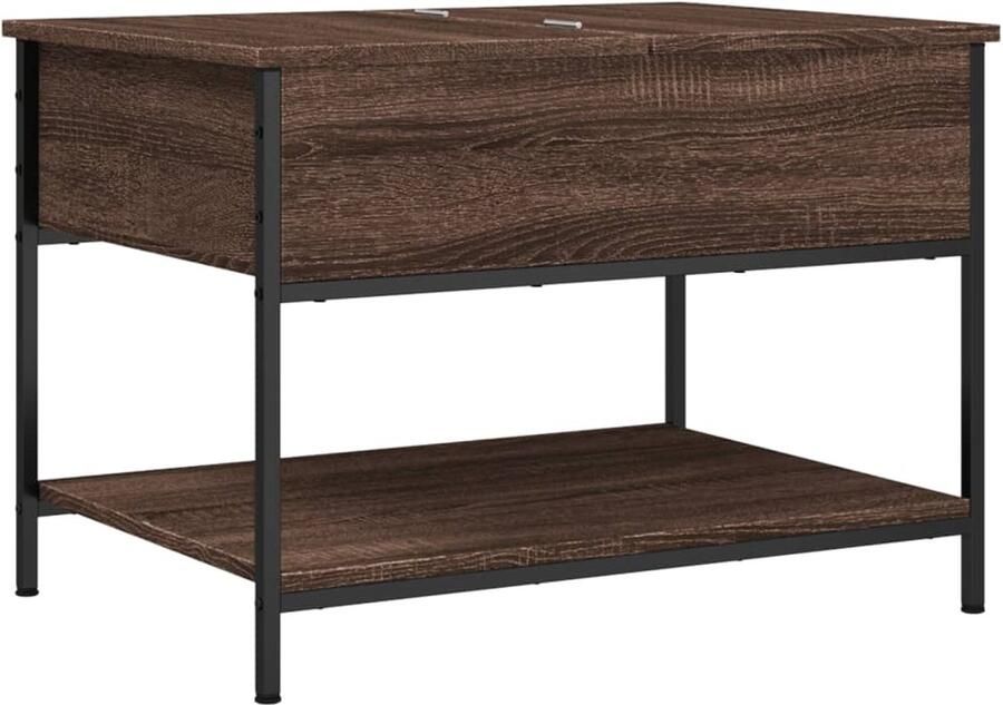 VidaXL Salontafel 70x50x50 cm bewerkt hout en metaal bruineikenkleur Salontafel Houten Salontafel Bruine Salontafel Industriële Salontafel Moderne Salontafel