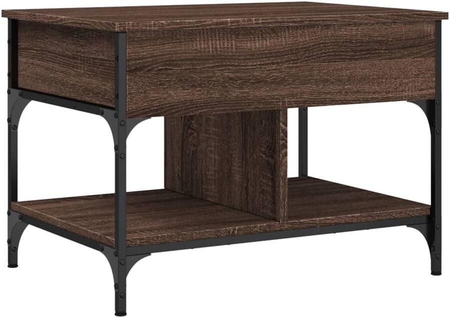 VidaXL Salontafel 70x50x50 cm bewerkt hout en metaal bruineikenkleur Salontafel Salontafels Bijzettafel Banktafel