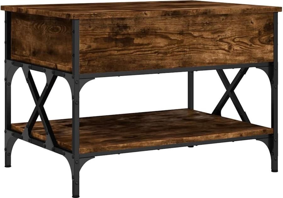 VidaXL -Salontafel-70x50x50-cm-bewerkt-hout-en-metaal-gerookt-eiken - Foto 2