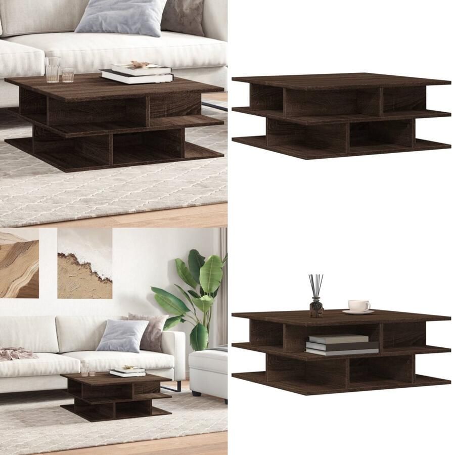 VidaXL -Salontafel-70x70x29-cm-bewerkt-hout-bruin-eikenkleur - Foto 2
