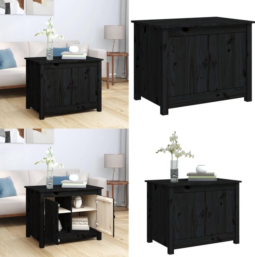 VidaXL Salontafel 71x49x55 cm massief grenenhout zwart Salontafel Salontafels Tafel Bijzettafel