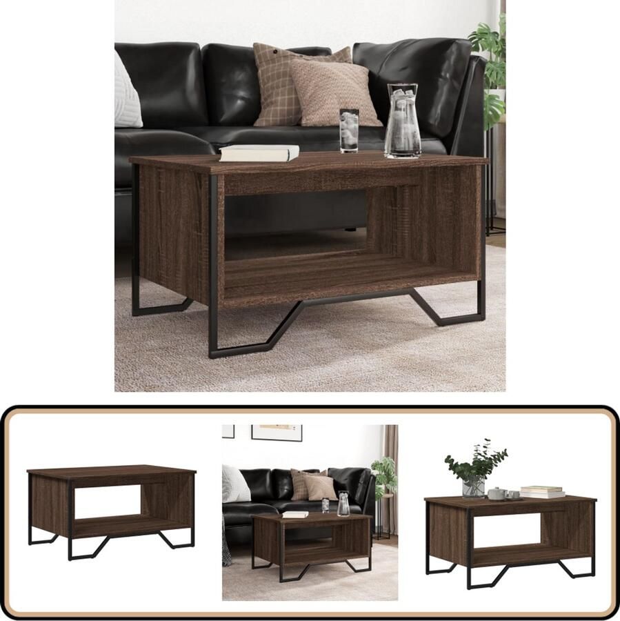 VidaXL Salontafel 75x51x40 cm bewerkt hout bruin eikenkleur