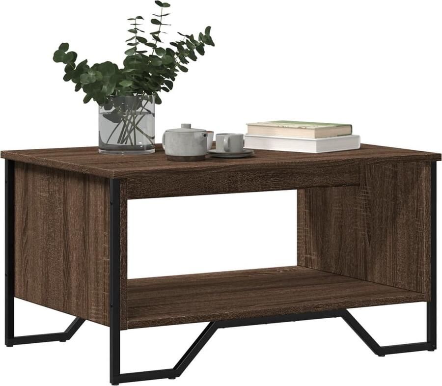 VidaXL Salontafel 75x51x40 cm bewerkt hout bruin eikenkleur - Foto 2