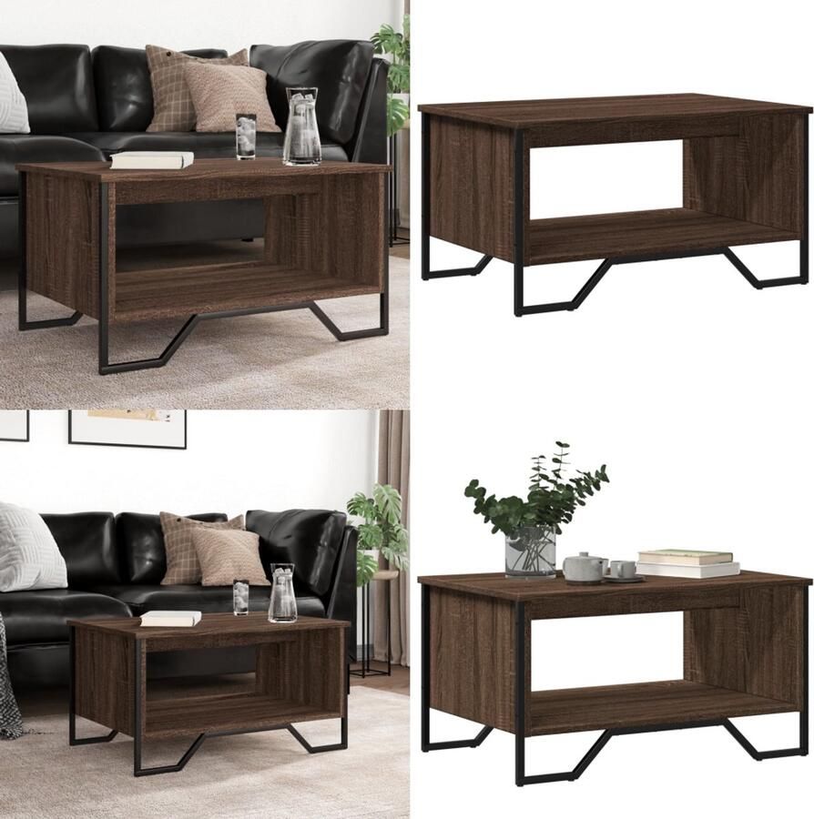 VidaXL Salontafel 75x51x40 cm bewerkt hout bruin eikenkleur Salontafel Salontafels Bijzettafel Woonkamertafel