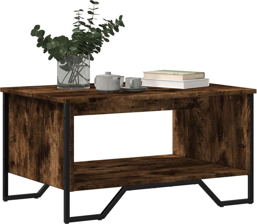 VidaXL Salontafel 75x51x40 cm bewerkt hout gerookt eikenkleurig - Foto 3
