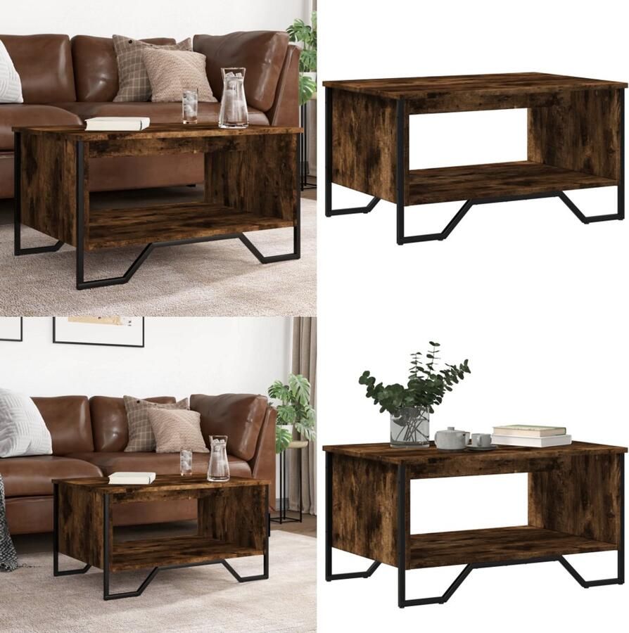 VidaXL Salontafel 75x51x40 cm bewerkt hout gerookt eikenkleurig