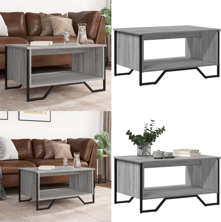 VidaXL Salontafel 75x51x40 cm bewerkt hout grijs sonoma eikenkleurig Salontafel Houten Salontafel Grijze Salontafel Eikenhouten Salontafel Livingroom Furniture - Foto 2