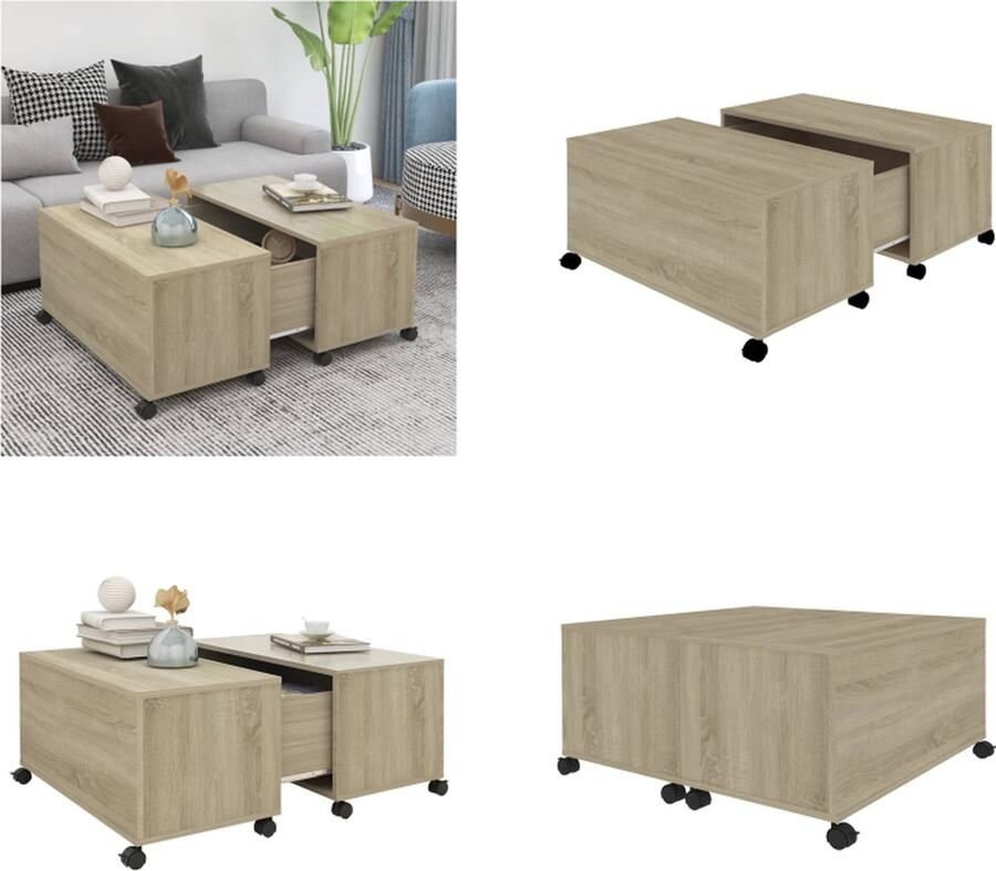 VidaXL Salontafel 75x75x38 cm spaanplaat sonoma eikenkleurig Salontafel Salontafels Koffietafel Koffietafels