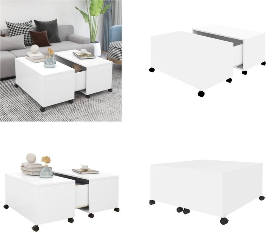 VidaXL Salontafel 75x75x38 cm spaanplaat wit Salontafel Salontafels Koffietafel Koffietafels
