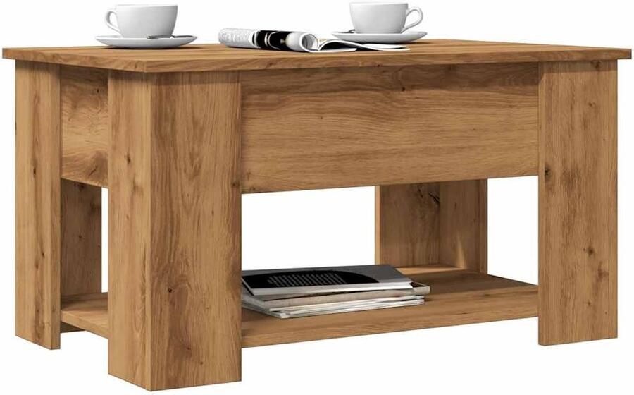 Furniture Limited FIONERA Salontafel 79x49x41 cm bewerkt hout artisanaal eikenkleur