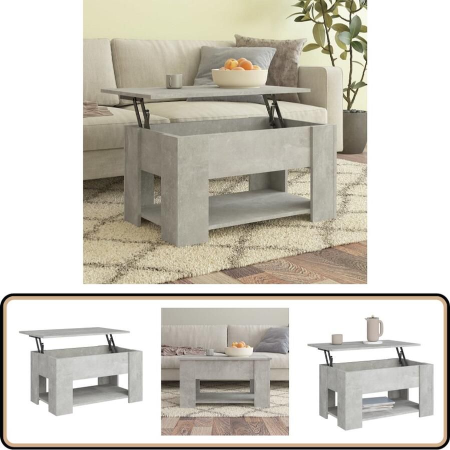 VidaXL Salontafel 79x49x41 cm Bewerkt hout Betongrijs Salontafel Salontafels Koffietafel Bijzettafel Houten Salontafel