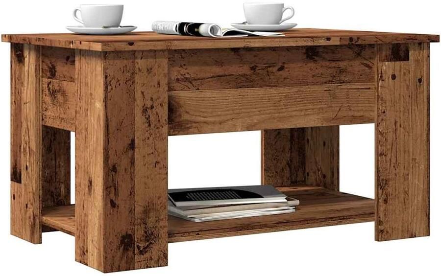 Furniture Limited FIONERA Salontafel 79x49x41 cm bewerkt hout oud houtkleurig